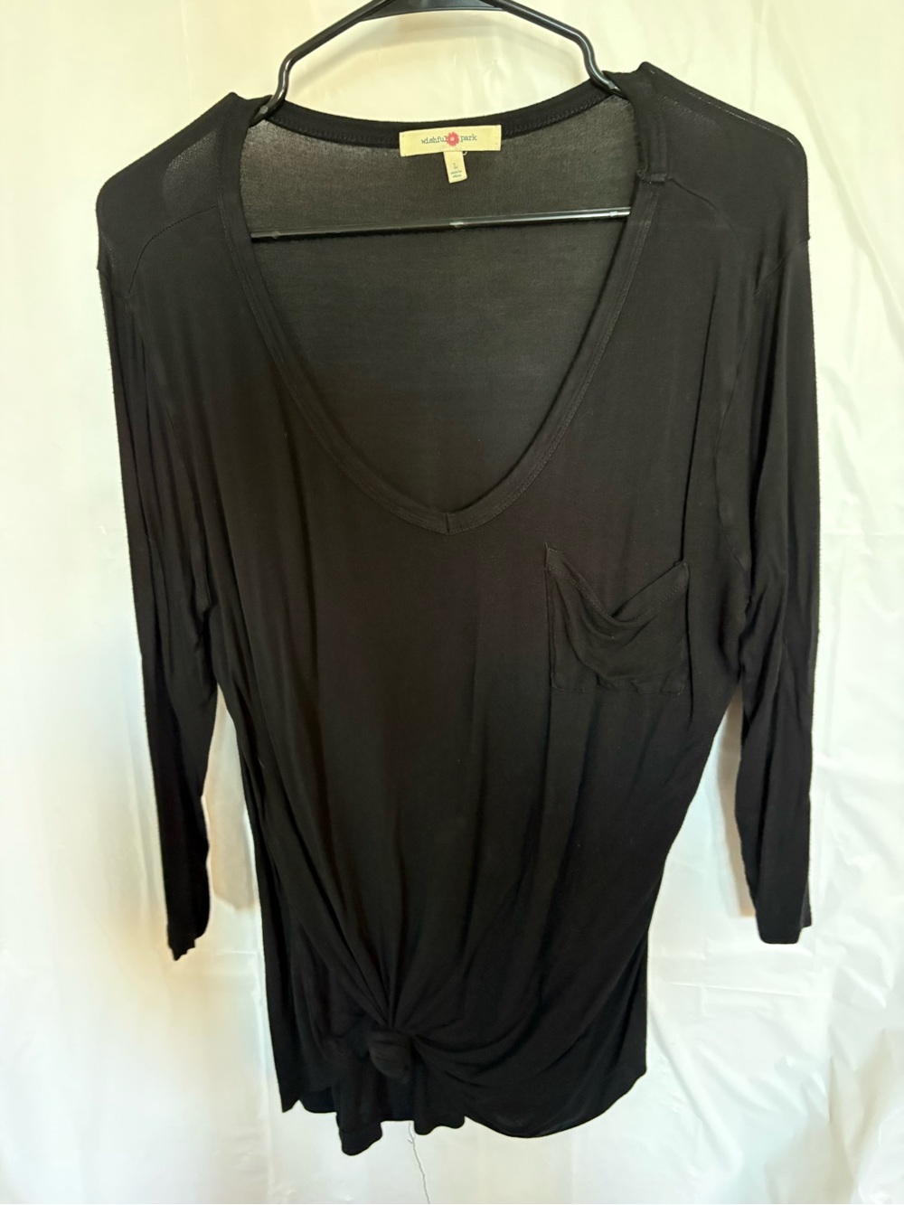 dolce vita Black V-Neck Long Sleeve Pocket Top